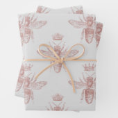 Rosa Bienenköniginnen auf weißer Decoupage Geschenkpapier Set (Beispiel)