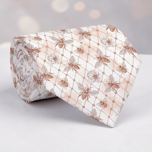Rosa Bienenmuster individuelle Krawatte