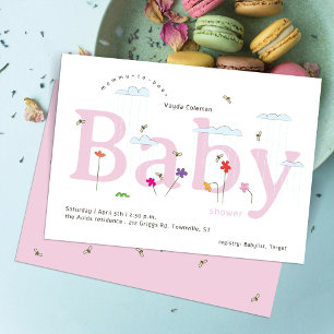 Rosa Big Baby Frühling Biene Szene Baby Shower Einladung