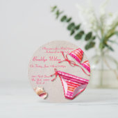 Rosa Bikini Beach Bridal Einladungen (Stehend Vorderseite)