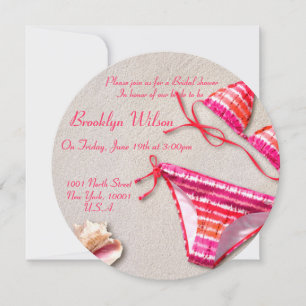 Rosa Bikini Beach Bridal Einladungen