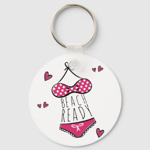 Rosa Bikini Strandfertiger Slogan Schlüsselanhänger