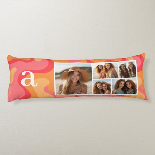Rosa Bio Kurven Mod Monogramm FotoCollage Seitenschläferkissen (Rückseite)