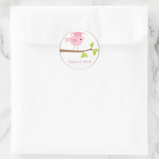 Rosa-Bird-Abschluss Runder Aufkleber (Tasche)