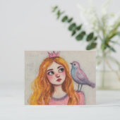 Rosa Bird auf der Schulter Postkarte (Stehend Vorderseite)