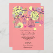 Rosa Bird Cage Love Birds Einladung Hochzeit (Vorne/Hinten)