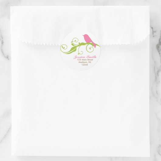 Rosa Bird Runder Aufkleber (Tasche)