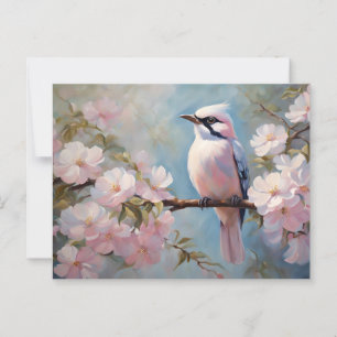 Rosa Bird und Kirry Blossom Blume Postkarte