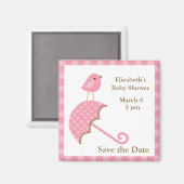 Rosa Bird und Umbrella Magnet (Vorderseite/Rückseite)