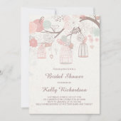 Rosa Birdcage Bridal Dusche Einladung (Vorderseite)