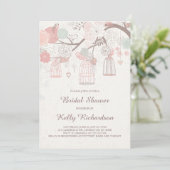 Rosa Birdcage Bridal Dusche Einladung (Stehend Vorderseite)