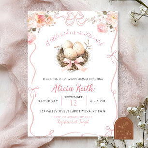 Rosa Birdie Baby Dusche Einladung