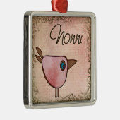 Rosa Birdie Silbernes Ornament (Rechts)