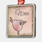 Rosa Birdie Silbernes Ornament (Links)