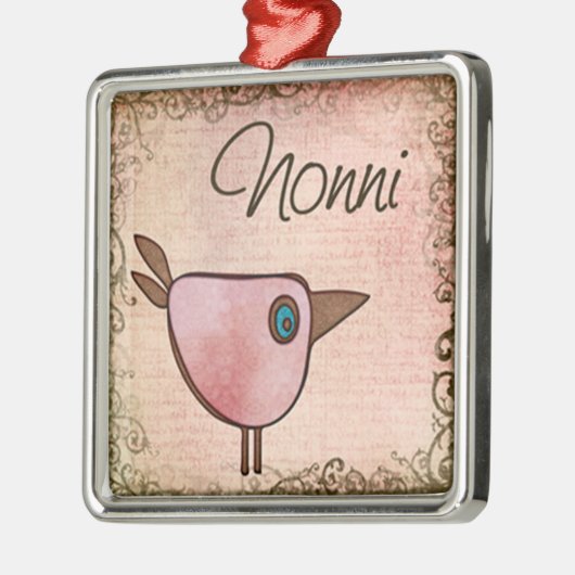 Rosa Birdie Silbernes Ornament (Links)