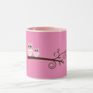 Rosa Birds Theme Owl Tasse