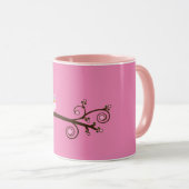 Rosa Birds Theme Owl Tasse (VorderseiteRechts)