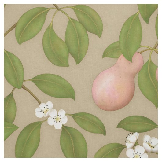 Rosa Birnen auf hellbraun (groß) Stoff (Muster)
