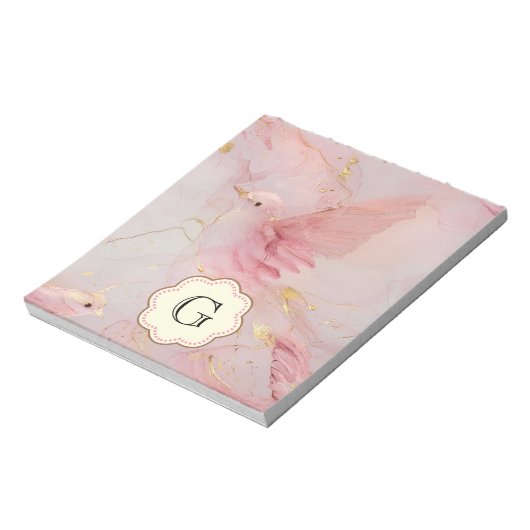 Rosa Birnen Monogram Notizblock (Rotiert)