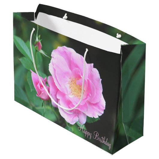 Rosa Birthday Bag Große Geschenktüte (Rückseite Schrägansicht)