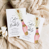 Rosa Birthday Cake and Bubbly Champagne Einladung