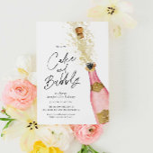 Rosa Birthday Cake and Bubbly Champagne Einladung