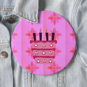 Rosa Birthday Cake Art Print Button