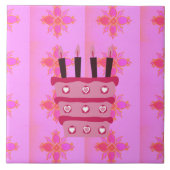 Rosa Birthday Cake Art Print Fliese (Vorderseite)