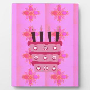 Rosa Birthday Cake Art Print Fotoplatte
