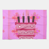 Rosa Birthday Cake Art Print Handtuch (Horizontal)