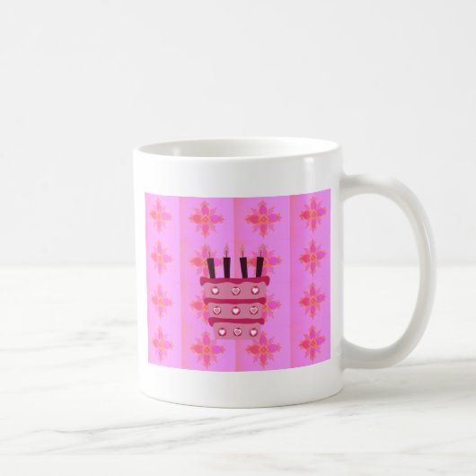 Rosa Birthday Cake Art Print Kaffeetasse (Rechts)