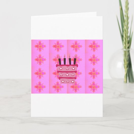 Rosa Birthday Cake Art Print Karte (Vorderseite)