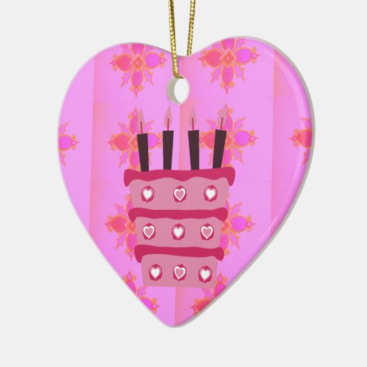 Rosa Birthday Cake Art Print Keramikornament (Links)