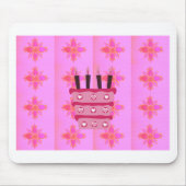 Rosa Birthday Cake Art Print Mousepad (Vorne)