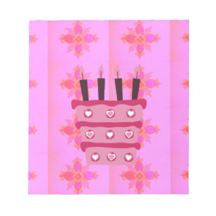 Rosa Birthday Cake Art Print Notizblock