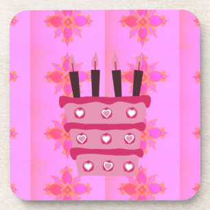 Rosa Birthday Cake Art Print Untersetzer