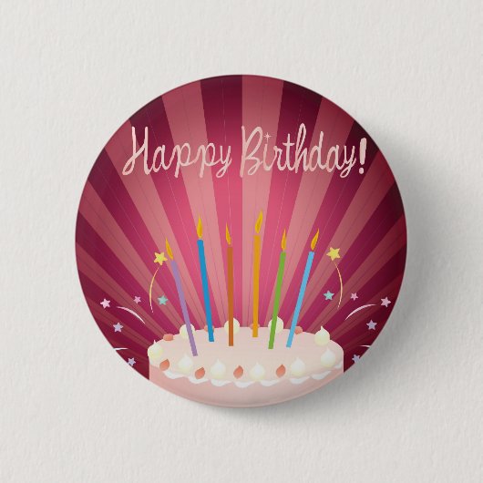 Rosa Birthday Cake Button (Vorderseite)