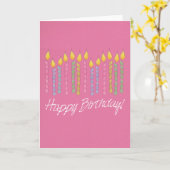 Rosa Birthday Cake Candles Happy Birthday Card Karte (Gelbe Blume)
