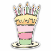 Rosa Birthday Cake Contour Aufkleber (Vorderseite)