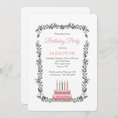 Rosa Birthday Cake Einladung (Vorne/Hinten)
