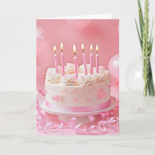 Rosa Birthday Cake Feiertagskarte (Vorderseite)