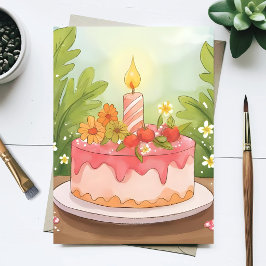 Rosa Birthday Cake | Happy Birthday Postkarte