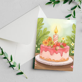 Rosa Birthday Cake | Happy Birthday Postkarte