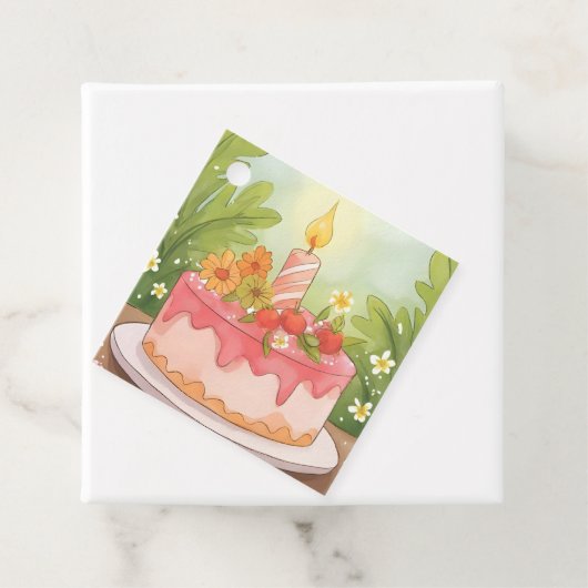 Rosa Birthday Cake | Happy Birthday Wish Geschenkanhänger (Beispiel)