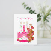 Rosa Birthday Cake mit Kerzen Postkarte (Stehend Vorderseite)