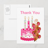 Rosa Birthday Cake mit Kerzen Postkarte (Vorne/Hinten)