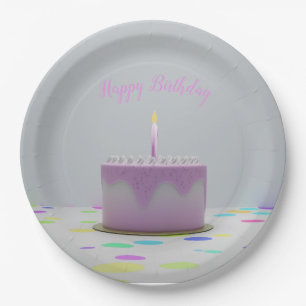 Rosa Birthday Cake Pappteller