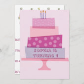 Rosa Birthday Cake Party Einladung (Vorne/Hinten)