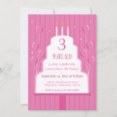 Rosa Birthday Cake und Balloons| Einladung (Vorderseite)