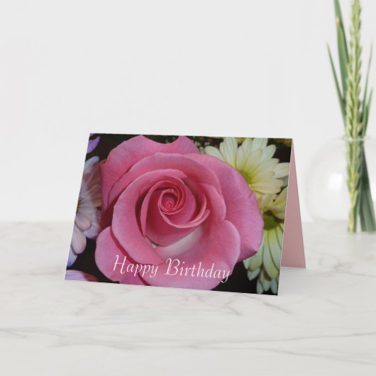 Rosa Birthday Card Karte (Vorderseite)